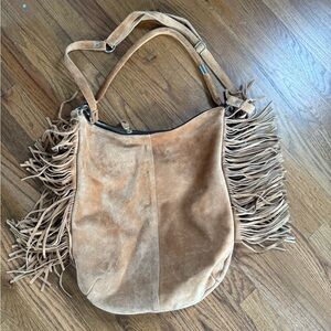 Tan/ brown Fringe REAL Suede Shoulder Bag- amazing piece!